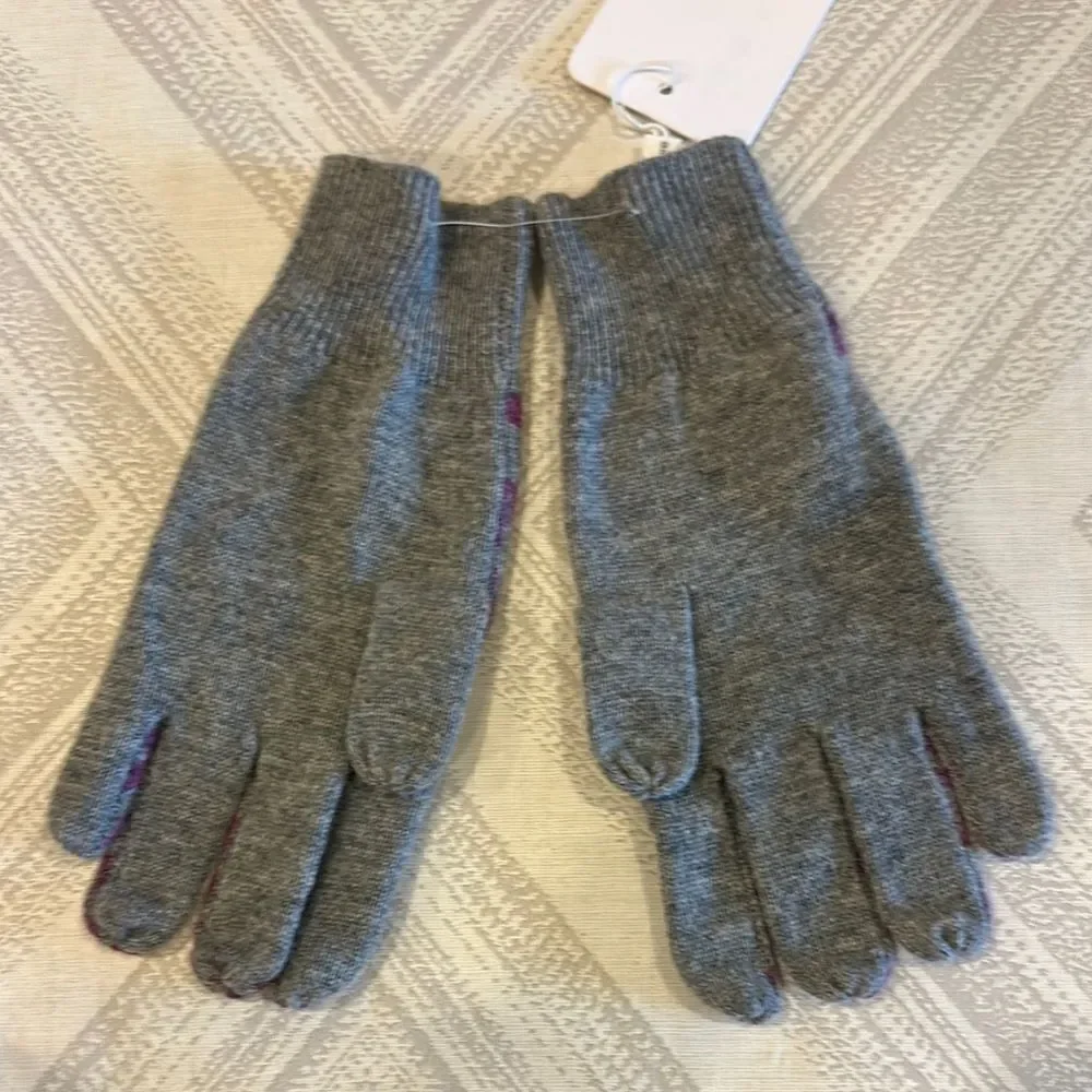 Autumn Cashmere Gray and Purple Leopard Print Kids Gloves